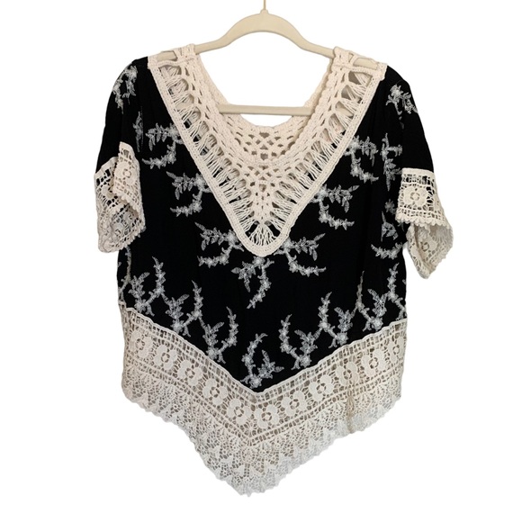 Solitaire Tops - Solitaire | Size L Crochet Top Bohemian Western Festival Short Sleeve Festival
